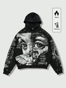 Sudadera con capucha premium para hombre, con cierre, estilo oversized, tela gruesa, estilo urbano, informal, para gimnasio, moderna. - Product Image 4