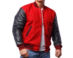 เสื้อแจ็คเก็ตเบสบอลแบบ Letterman สำหรับฤดูหนาว  แบบกำหนดเองได้  แขนหนังแท้  ปักลาย  สไตล์มหาวิทยาลัย  สตรีทแวร์ - Product Image 6