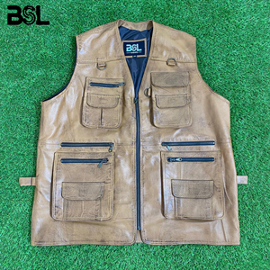 Genuine Leather Handmade Plus Size Men's Hunting Vest | Breathable Summer Riding Waistcoat for Biking & Fishing - Product Image 5