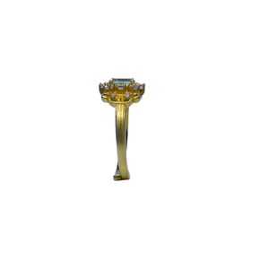 Anillo de Plata de Ley 925 Chapado en Oro con Turmalina Rosa y Topacio Blanco para Mujer, Joyería para Bodas - Product Image 4