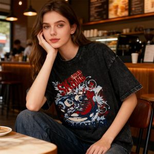 เสื้อยืดพิมพ์ลายฟอยล์ทรงโอเวอร์ไซส์ แขนสั้น ทรงหลวม สไตล์ลำลอง ผ้าฝ้าย ใส่สบาย เหมาะกับสตรีทแวร์ เสื้อผู้ชายทรงโอเวอร์ไซส์ ทรงบ็อกซี่ ไหล่ตก - Product Image 5