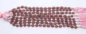 Perles ovales sculptées à la main en quartz fraise rose naturel 9x13 MM, perles de pierres précieuses en quartz fraise, 9 pouces, fraise sculptée - Product Image 5