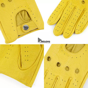 100%Genuine Deerskin Leather Gloves Men Black Brown Yellow Unlined Full <b>Finger</b> Driving Motorcycle Riding Daily Cycling - Product Image 2