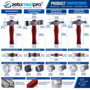Marteau de blocage 19mm 14mm, marteau à double extrémité avec inserts, marteau de surfaçage arrondi étroit et large 25mm, bois et acier ZETOMEDPRO - Product Image 3