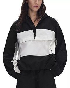 Chaqueta Deportiva Unisex con Capucha y Bloques de Color, Negra y Blanca, Manga Larga, Corte Regular, Deportiva, Impermeable, Ligera, para Primavera - Product Image 3