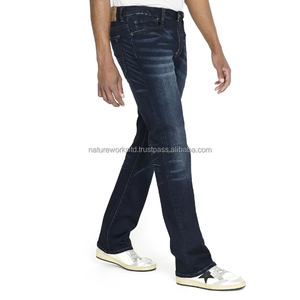 Logotipo personalizado de alta calidad 100% tela de mezclilla azul oscuro lavado recto de talla grande holgado Casual Mid Jeans para hombre precio barato pantalones de niño - Product Image 6