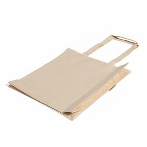 Sac fourre-tout en toile de coton biologique avec soufflet complet et bandoulière, personnalisable avec logo, réutilisable, idéal pour cadeaux, vente en gros et achats en vrac pour les marchés. - Product Image 5