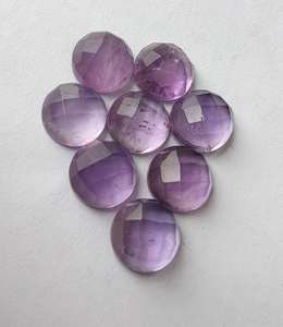 Ametyste naturelle chauffée, taille brillant ronde, dos plat, calibrée, pierre précieuse en vrac pour bijoux avec effet de changement de couleur - Product Image 4