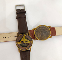 Boussole solaire antique en laiton, montre-bracelet artisanale, style nautique steampunk, boussole fonctionnelle avec bracelet en cuir pour l'extérieur