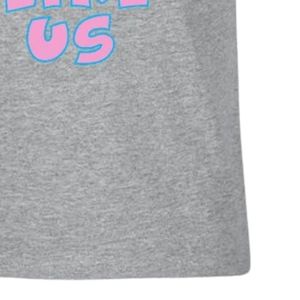 Camiseta Gráfica de Manga Corta para Adolescentes en Gris Jaspeado, con Estampado de Letras Rosadas en Negrita 'They Don't Like Us', Cuello Redondo, Informal, Juvenil, para Uso Diario - Product Image 6