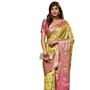 Nueva Blusa de Sari de Algodón Suave y Organza de Seda con Diseño de Tejido Zari, Venta en Línea - Product Image 2