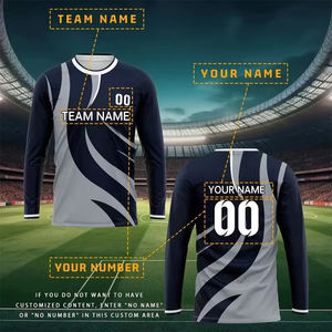 Camisetas de Manga Larga con Cuello en V para Hombre, Sublimación Completa, Impresión 3D, Diseño y Talla Personalizados, 100% Poliéster Transpirable - Product Image 3