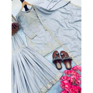 Ensemble élégant pour femme, haut et palazzo de soirée avec dupatta fantaisie - Product Image 3