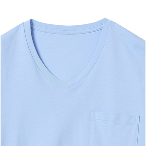 เสื้อยืดคอกลมผู้ชาย สีฟ้าอ่อน แขนสั้น ทรงปกติ สวมใส่สบาย ผ้าเจอร์ซีย์คอตตอน 100% เนื้อนุ่ม 180 กรัม - Product Image 2