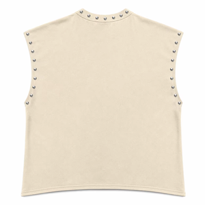 Débardeur graphique surdimensionné personnalisé avec strass, 100 % coton jersey, tissu doux, style vintage, sans manches, unisexe, OEM - Product Image 2