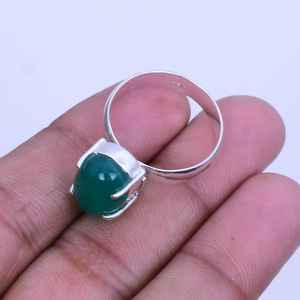 Natural Green Onyx <b>Ring</b> 925 Sterling Silver Bohemian Handmade Jewelry Statement Gift <b>For</b> Women <b>Men</b> - Product Image 6