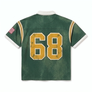Custom <b>Men's</b> <b>Green</b> Preppy <b>Polo</b> <b>Shirt</b> Short Sleeve Cotton Embroidered and Printed Logo Front American Flag Patch OEM/ODM - Product Image 2