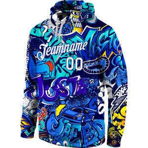 Sudadera con Capucha y Estampado de Grafiti Personalizado para Hombre, Tejido de Felpa, Bolsillo, Poliéster de Secado Rápido, Nombre del Equipo Bordado, Ropa de Invierno - Product Image 1