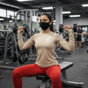 Chemise de compression pour homme avec logo personnalisé 2024, de haute qualité, respirante, tricotée, unie, décontractée, avec col rond et manches longues - Product Image 5