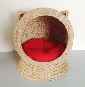 Artex HaiNam Woven Fiber Cat <b>Bed</b> Cave Round Solid Color <b>Comfortable</b> Indoor All Seasons Cute Style for Cats Removable Washable - Product Image 3