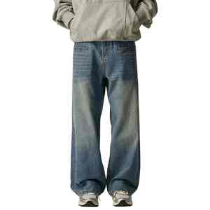 Jeans de Mezclilla Sólidos, Rectos, Oscuros, Casuales y Transpirables para Hombre, Venta al Por Mayor Directa de Fábrica, con Bordado, para Verano, Otoño e Invierno - Product Image 4