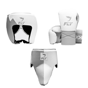 Nouvelle protection inguinale Fly blanche et grise en cuir de haute qualité pour l'entraînement et le combat Muay Thai MMA Boxe - Product Image 2