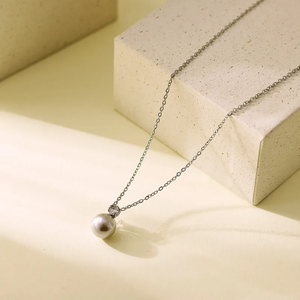 สร้อยคอรูปทรงเรขาคณิตสำหรับผู้หญิง ทำจากสแตนเลส 304 ชุบทองคำแท้ 18K ประดับมุก - Product Image 3