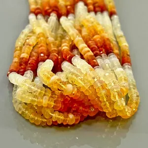 Perles de pierres précieuses en opale de feu naturelle facettées rondelles 4,5-5 mm, qualité AA+, pour la fabrication de bijoux, vente en gros - Product Image 1
