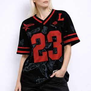 Jersey Personalizado Estilo Fútbol Americano, Color Negro y Rojo con Número Impreso, Ropa Deportiva Transpirable, Ropa Urbana, Fabricación Personalizada OEM, Venta al Por Mayor - Product Image 4