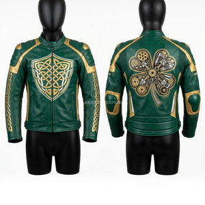 Blouson de moto en cuir contrastant, fabrication sur mesure, équipement professionnel pour motards, protection contre les chocs, veste pour motards - Product Image 1