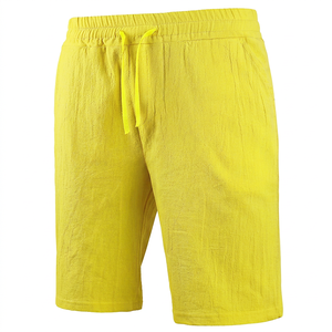 Shorts Bermuda en coton uni pour homme avec cordon de serrage, décontractés, bleu clair - Product Image 3