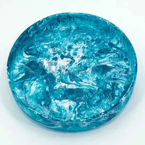 Bandeja de servicio de resina hecha a mano con textura azul cielo Bandeja decorativa única para fiestas de la hora del té y regalos Alta demanda de la India - Product Image 4