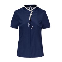 Uniforme de restaurant et de bar japonais unisexe 2025 en polyester tissé respirant, fin et économique, à manches courtes, avec fermeture boutonnée et logo personnalisé