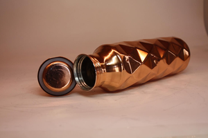 Pure <b>Copper</b> Water <b>Bottle</b> Handmade Geometric Design with Screw Lid Ayurvedic Drinkware Reusable Wellness <b>Bottle</b> Premium Handcraft - Product Image 6