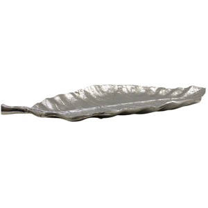 Plateau et plateau de service modernes en forme de feuille, en nickel brillant, pour la maison, les mariages et les événements, assiette à fruits, vaisselle - Product Image 1