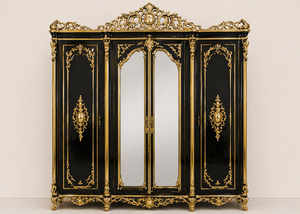 Imperial Style Black <b>Gold</b> Theme Bedroom Suite Durable Bed With <b>Side</b> <b>Tables</b> Hot Selling Bedroom Furniture With Matching Almirah - Product Image 3