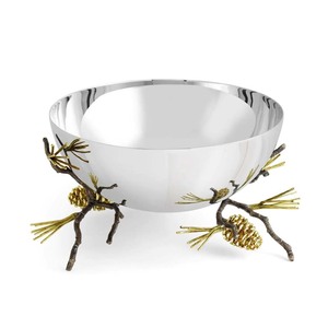 Fancy Decorative Stainless Steel Corporate Gifting <b>Metal</b> <b>bowl</b> With Black Branch Gold Pine - Product Image 1