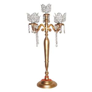 Chandelier décorative en or avec Globe en cristal, chandelier Antique décoratif, pièce de centre de table décorative pour mariage - Product Image 1