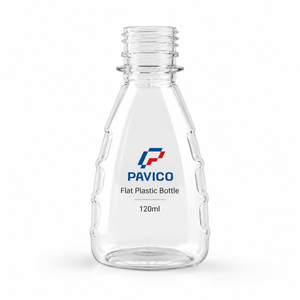 Botella de Plástico PET Transparente de Cuerpo Plano de 120 ml con Cuello de 28 mm para Gel de Lavado de Manos, Fabricante de Vietnam - Product Image 1