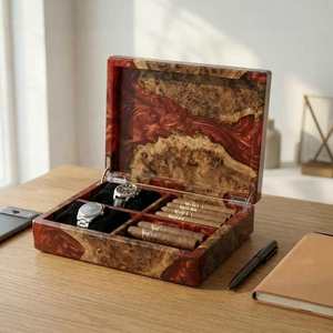 Caja de Madera y Resina Epoxi de Lujo para Relojes, Humidor para Cigarros, Caja de Almacenamiento de Joyas, Estuche de Regalo Premium Hecho a Mano, Organizador - Product Image 1
