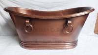 Baignoire autoportante de luxe rustique en cuivre martelé antique, double drain, personnalisable pour la maison et l'hôtel