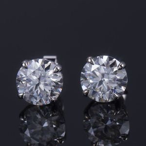 Pendientes de Oro Sólido de 18K con Diamante Cultivado en Laboratorio de 1 Quilate, Corte Redondo, Unisex, para Hombre y Mujer - Product Image 2