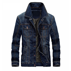 Veste en jean pour homme, style streetwear tendance, veste en jean bleue, fermeture boutonnée, manteaux décontractés, haute qualité, approvisionnement en gros, RTS - Product Image 1