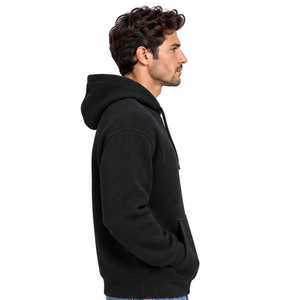 Mens Waffle Knit Hooded <b>Sweatshirt</b> Custom Casual Pullover <b>Long</b> Sleeve Streetwear Wholesale Clothing Manufacturer Men Hoodie - Product Image 2