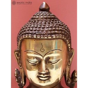 Escultura de busto de Buda de latón de 6 pulgadas hecha a mano para regalar hecha en la India - Product Image 1