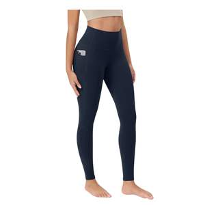 Leggings de Yoga Personalizados al por Mayor para Mujer, Cintura Alta, Sólidos, Elásticos en Cuatro Direcciones, Transpirables, para Entrenamiento, Gimnasio, Correr, Fitness, Ropa Deportiva con Bolsillo - Product Image 4