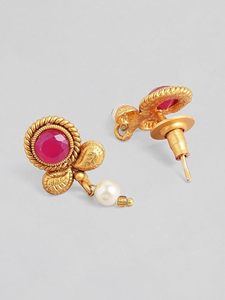 Gold Plated Alloy <b>Necklace</b> Earrings <b>Set</b> with Zircon Imitation <b>Pearl</b> Ethnic Style Third Party Certified Women's Wedding Jewelry - Product Image 2