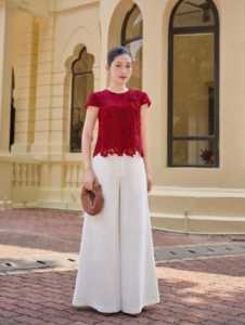 Pantalones Largos de Mujer, Modernos y Elegantes, Blancos, de Cintura Alta, con Pierna Ancha y Acampanada, Casuales, para Oficina, Diseño Personalizado ODM OEM KRISTINA - Product Image 2