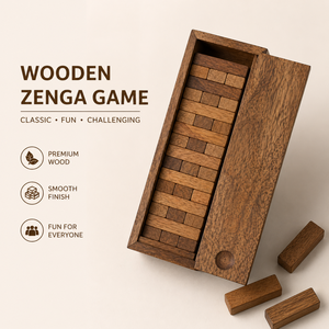 Wooden Zenga Block <b>Stacking</b> Game | Mangowood Handcrafted Tower Game Set with Storage <b>Box</b> | Classic Family Party Balance Game - Product Image 4