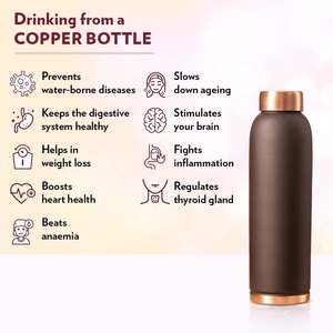 Colour Copper bottle Brown 100% Pure Copper Leakproof with Anti-Oxidant Properties of Copper for Home School and Office - Product Image 6